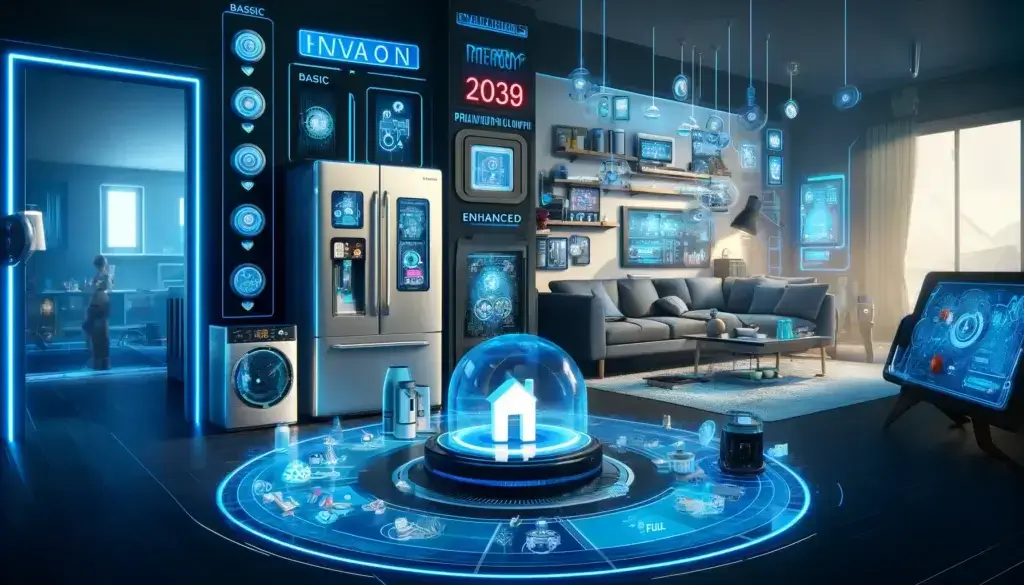 This image has an empty alt attribute; its file name is DALLE-2024-05-20-22.27.10-A-futuristic-2039-smart-home-with-advanced-automated-decision-making-ADM-systems.-The-scene-should-depict-various-smart-devices-like-refrigerators--1024x585.webp